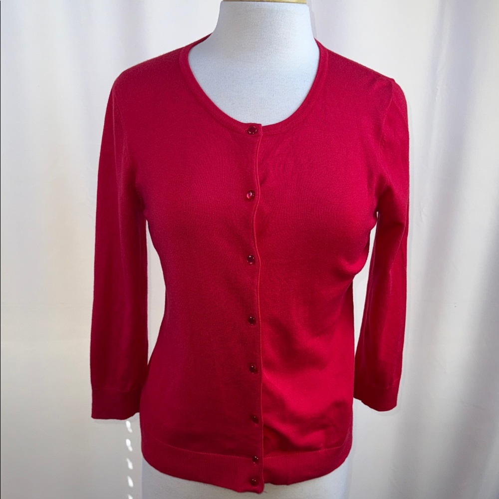 Cable & Gauge Women’s Cherry Red Button-Up Cardigan